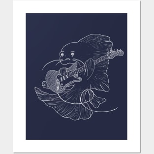 Jammin' Fish (Chalkboard style) -- rock, musical, electric guitar Posters and Art